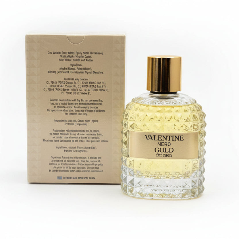 Valentine Nero Gold For Men Cologne 3.4 FL. OZ. EDP