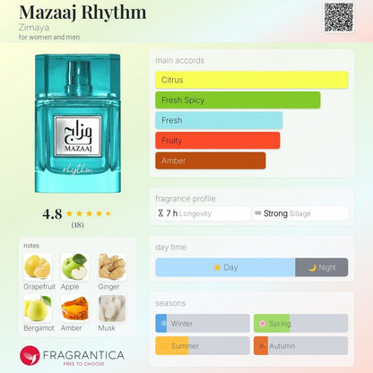 MAZAAJ RHYTHM BY ZIMAYA EDP 3.4 FL OZ / 100 ML UNISEX