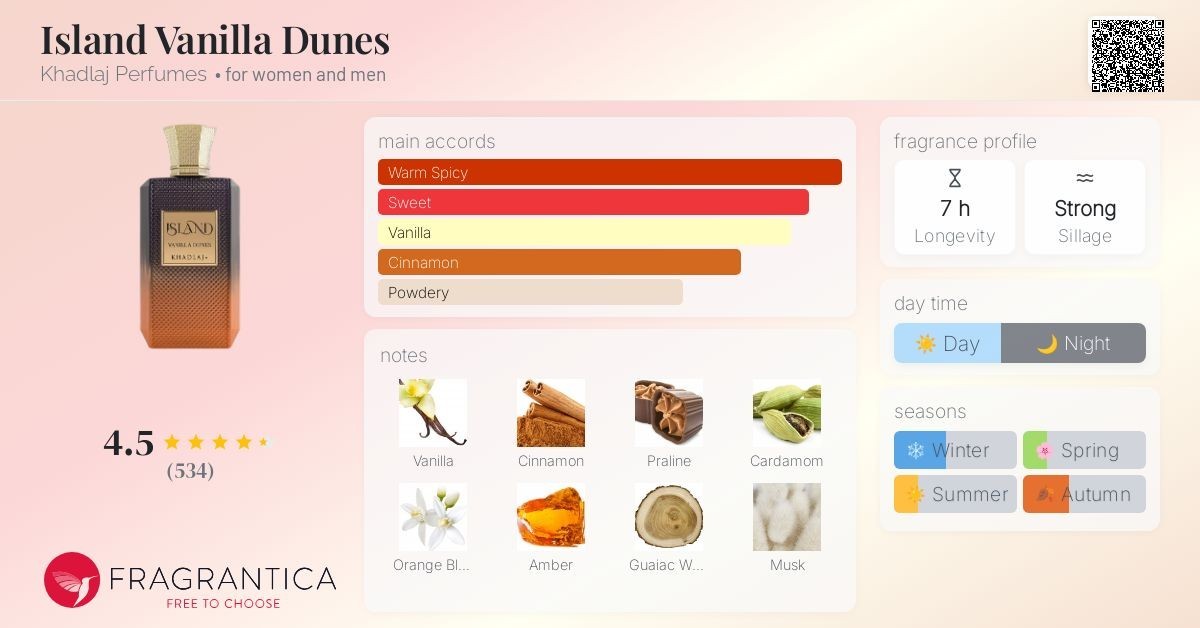 KHADLAJ ISLAND VANILLA DUNES Unisex 100ml/ 3.4 EXTRAIT DE PARFUM