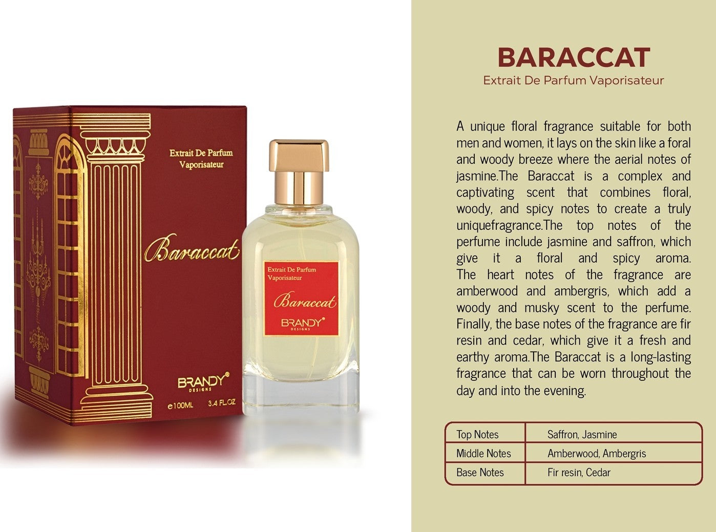 BARACCAT by Brandy Designs 3.4oz EXTRAIT DE PARFUM UNISEX